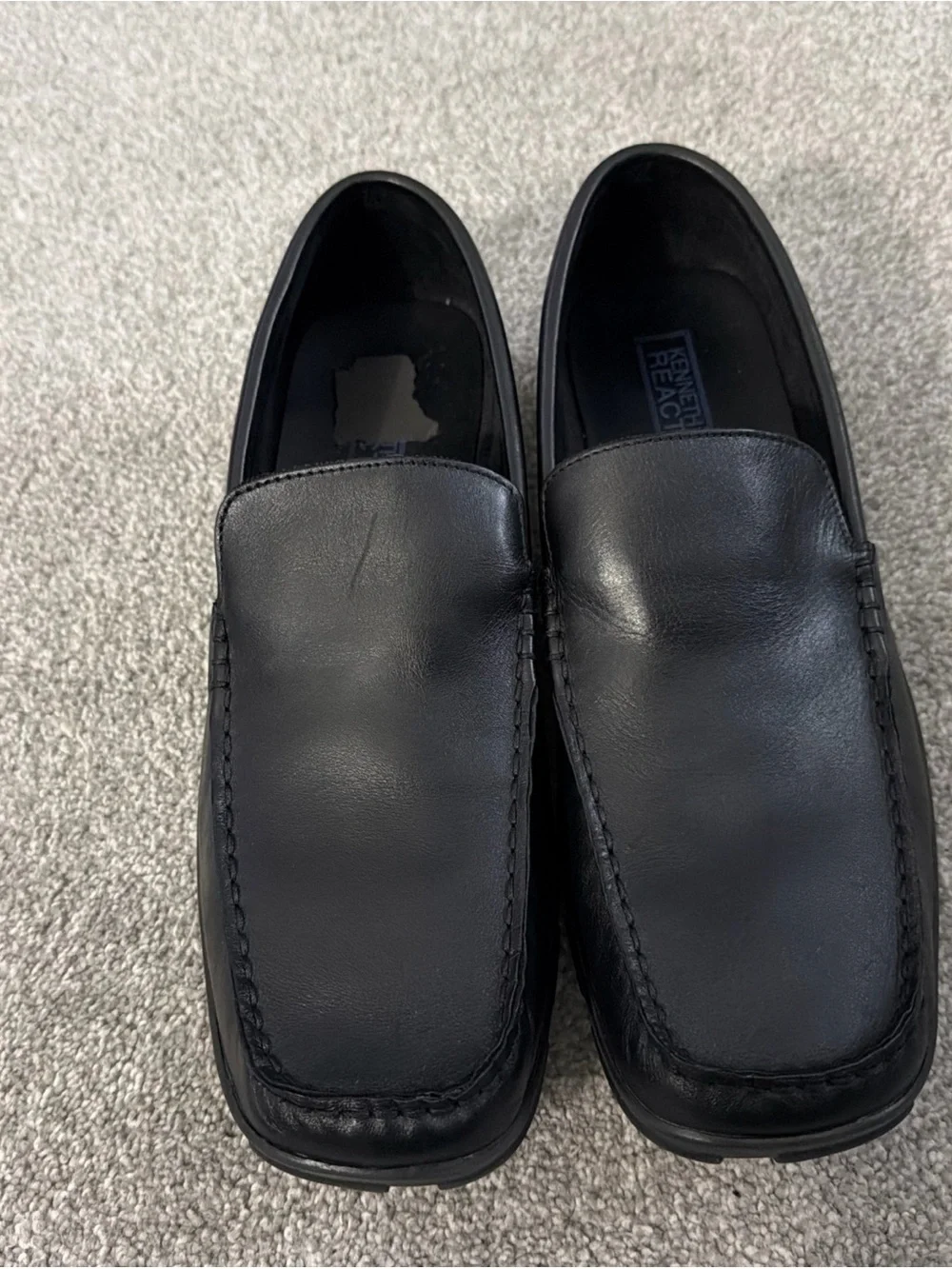 Kenneth Cole Reaction Black Leather Slip-On Loafers for Men